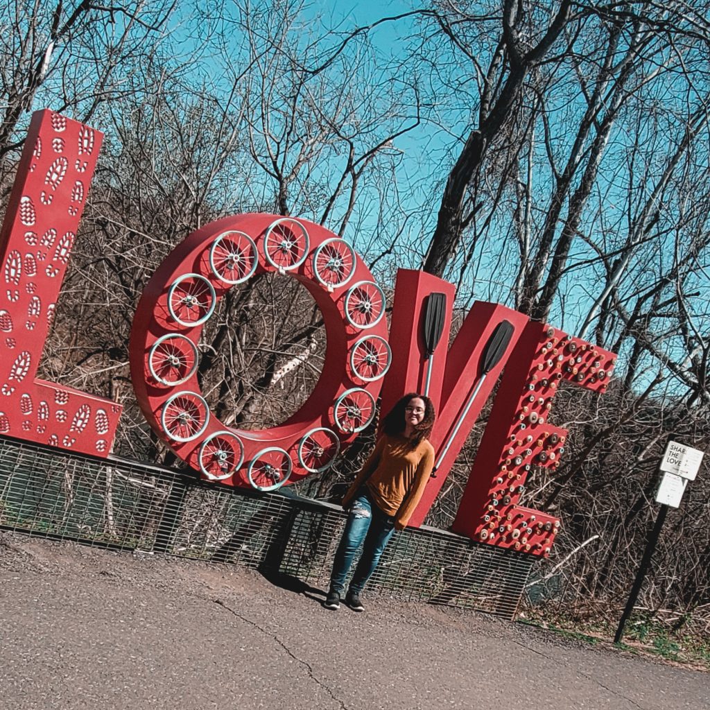 Love sign in Lynchburg park in Virginia 