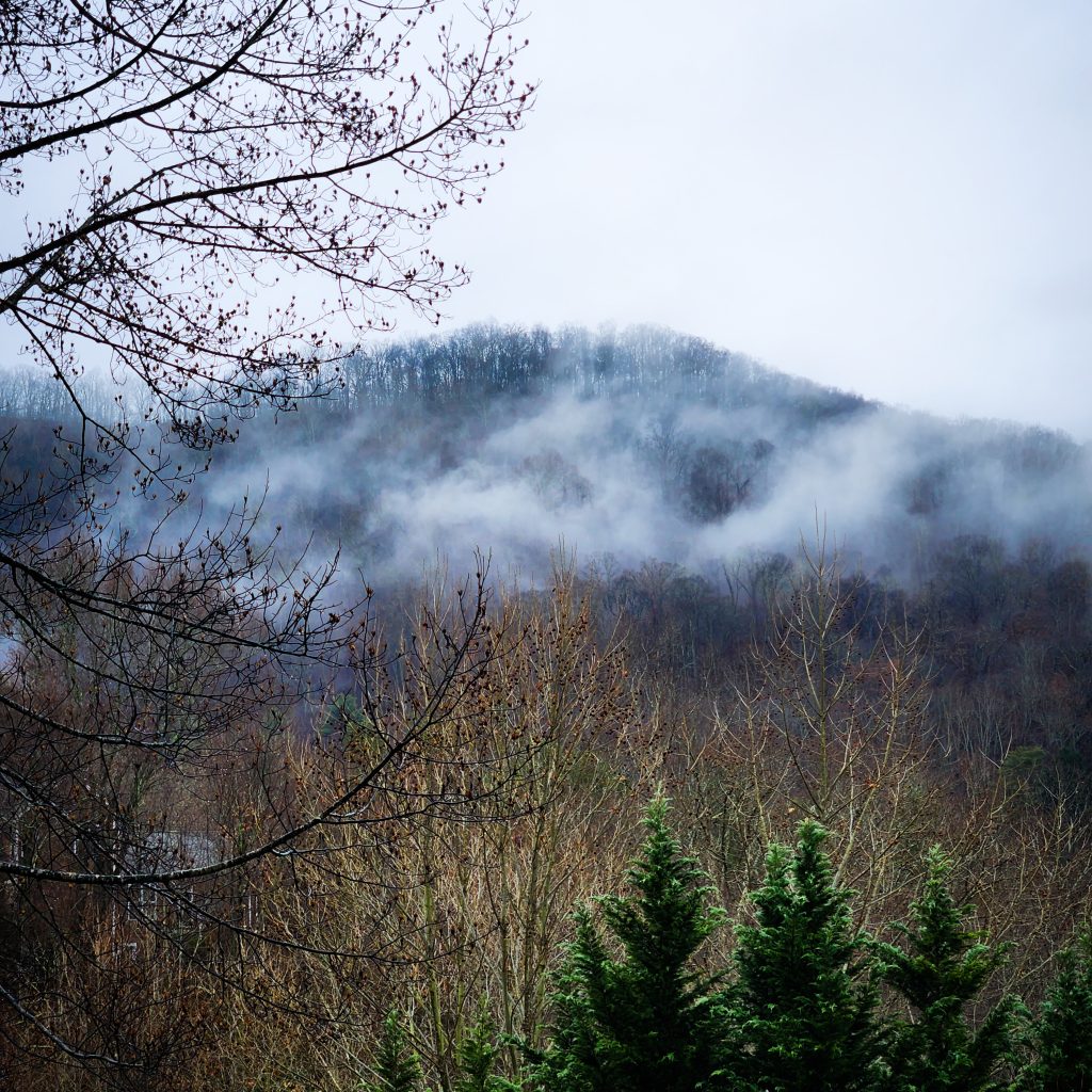 Blue ridge mountains with fog