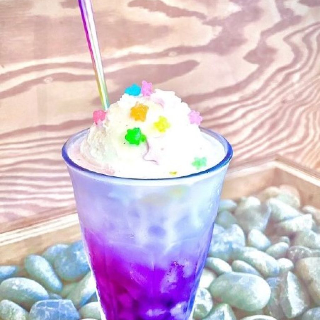 colorful drink with small confections