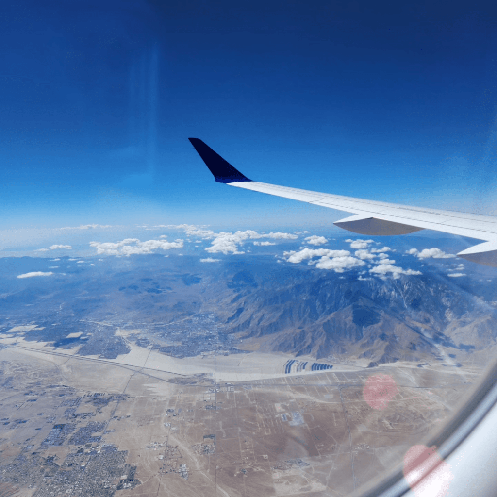 mountains outside airplane window