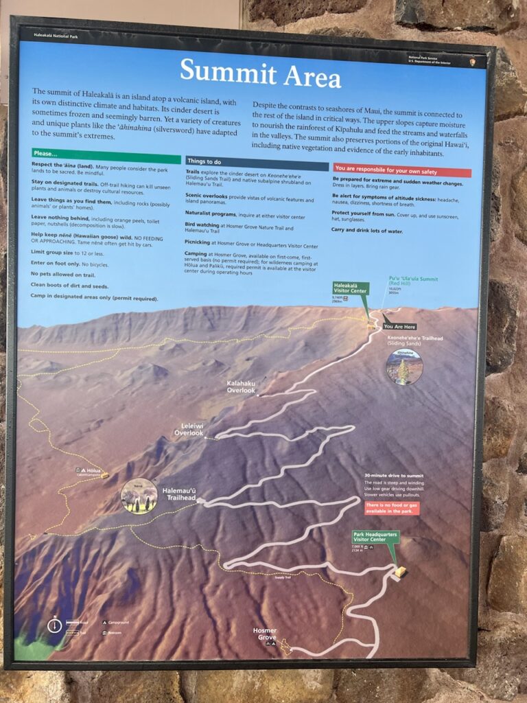 summit area hiking trail map at haleakala national park