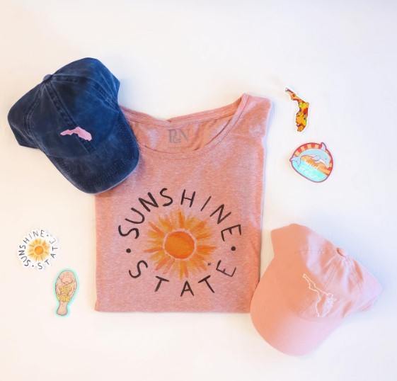 sunshine state shirt with matching hats and stickers