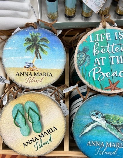 anna maria island beach coasters at gift shop