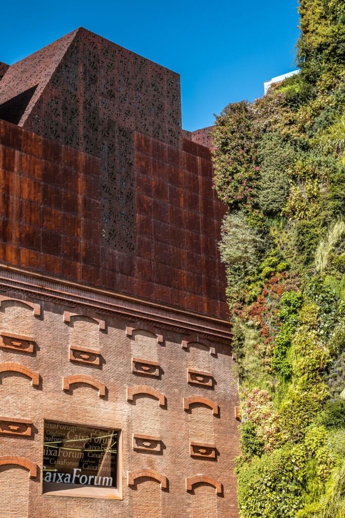 CaixaForum Madrid with a wall of plants
