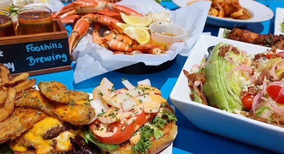 crab and burger dishes at outer banks restaurant